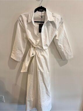 KOANDAILY White Shirt Dress | Tie Waist | Size Small | NWT